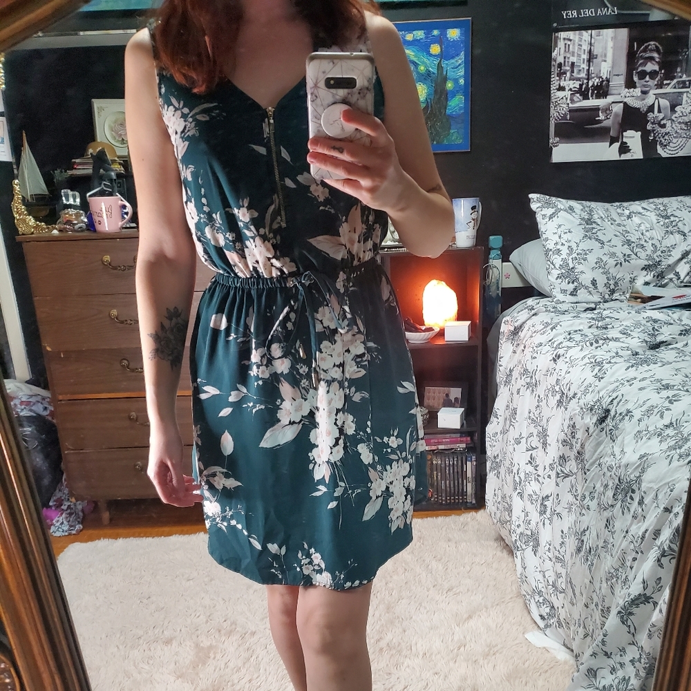 Emerald Green Floral Dress
